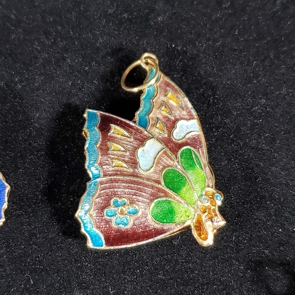 Enameled Butterfly Pendants - Picture 3 of 6